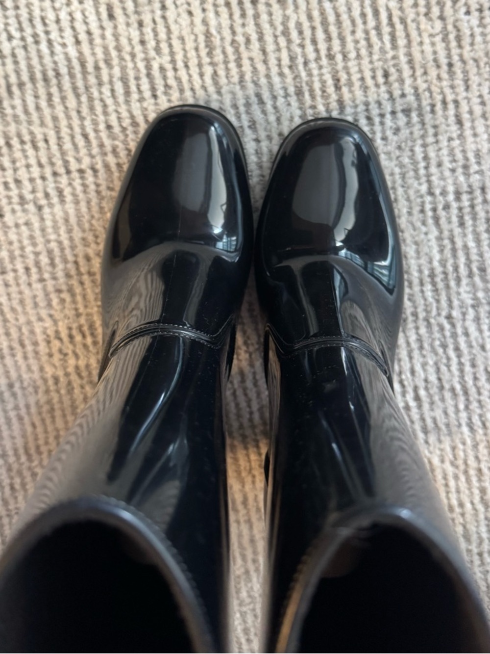 New Christian Louboutin Loubirain Platform Rain Boots Heels Black 38 Rubber - Picture 10 of 13